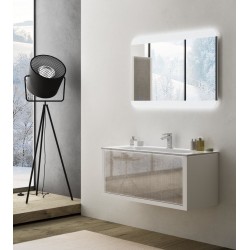 Mobile da Bagno Sospeso 74 cm Roxanne Bianco in Vetro Effetto Tessuto