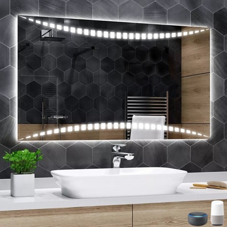 Su Misura Specchio Bagno Smart Filo Lucido Retroilluminante led ad accensione vocale tramite alexa o google assistant art.1948