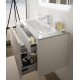 Mobile da Bagno Sospeso 74 cm Bianco con Cassettone in Vetro Effetto Tessuto 