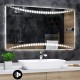 Specchio da Bagno con Angoli Squadrati Altoparlante Bluetooth + Orologio e Strisce Sabbiate Retroilluminante led 20W art. spe98