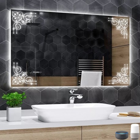 Su Misura Specchio Bagno Smart Filo Lucido Retroilluminante led ad accensione vocale tramite alexa o google assistant art.148