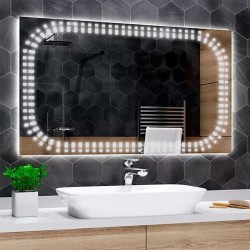 Specchio Bagno Su Misura Filo Lucido Retroilluminante led 20W con disegno sabbiato mod. Spe711