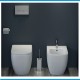 Sanitari Caroline di Rak Ceramics Filomuro Vaso + Bidet in Ceramica Bianco Lucido