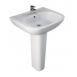 Lavabo monoforo da 55 cm con colonna caroline di rak ceramics in ceramica con installazione a terra