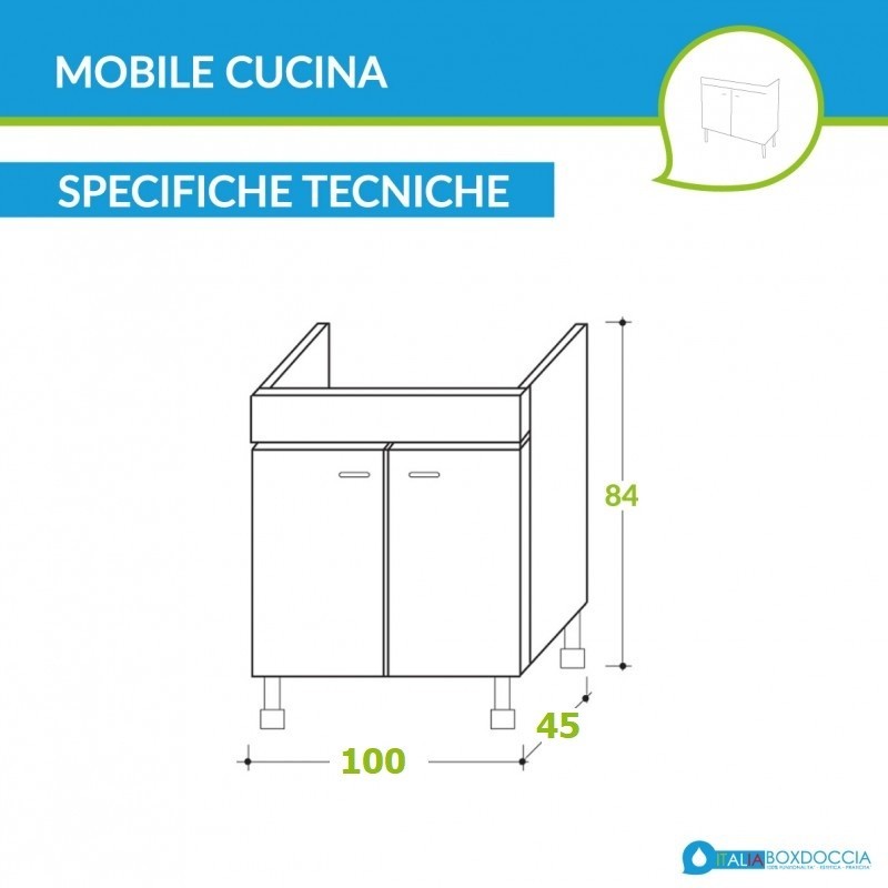 Mobile sottolavello bianco 100x50 + lavello inox 1 vasca con gocciolatoio a  sinistra - Vendita Online ItaliaBoxDoccia