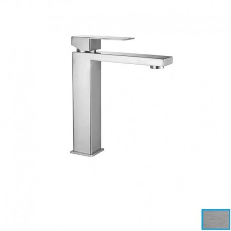 Miscelatore lavabo serie NEWTON in acciaio inox spazzolato aisi 304 con piletta e flessibili di collegamento