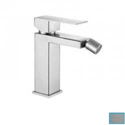 Miscelatore bidet serie NEWTON in acciaio inox aisi 304 finitura spazzolato con piletta e flessibili di collegamento