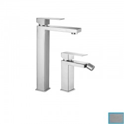 Miscelatori Lavabo Alto + Bidet serie newton in acciaio inox aisi 304 finitura spazzolato