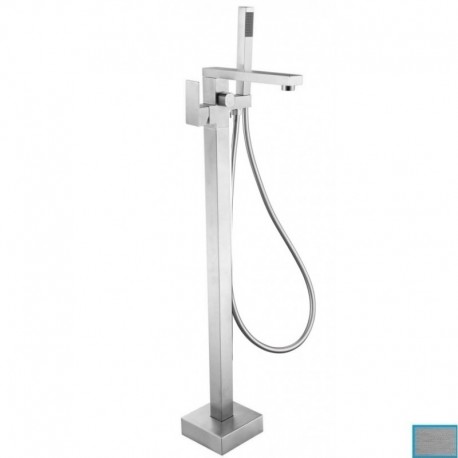 Rubinetto a colonna per vasca da bagno freestanding Serie Newton In Acciaio Inox Aisi 304 Finitura Spazzolato