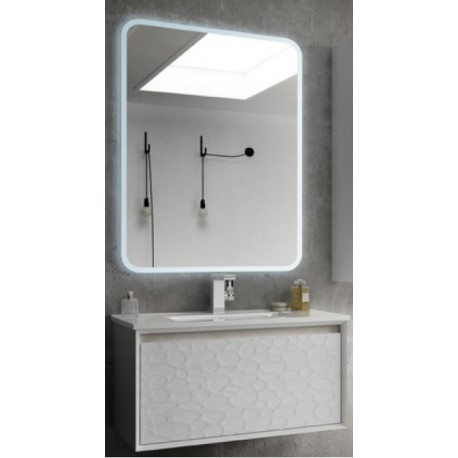 Mobile da Bagno Sospeso 100 cm Bianco Finitura a Rilievo