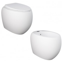 Sanitari Cloud con fissaggio nascosto di Rak Ceramics Filomuro Vaso + Bidet in Ceramica Bianco Lucido