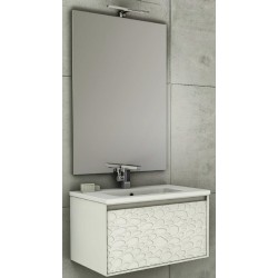 Mobile da Bagno Sospeso 75 cm Bianco Finitura a Rilievo