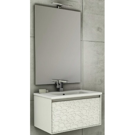 Mobile da Bagno Sospeso 75 cm Bianco Finitura a Rilievo