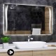 Specchio da Bagno Su Misura con Angoli Squadrati Altoparlante Bluetooth e Disegno Sabbiato Retroilluminato led 20W art. spe7100