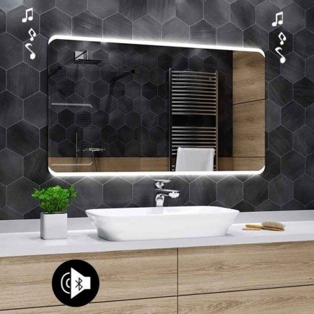 Specchio da Bagno con Angoli Arrotondati Altoparlante Bluetooth e