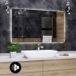 Specchio da Bagno con Angoli Squadrati e Altoparlante Bluetooth Retroilluminato led 20W art. spe114