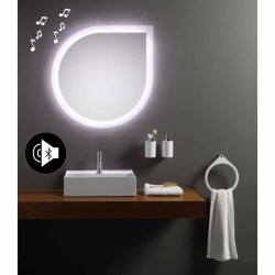 Specchio da Bagno Goccia con Altoparlante Bluetooth e Disegno Sabbiato Retroilluminato led 20W