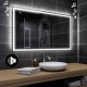 Specchio da Bagno con Angoli Squadrati Altoparlante Bluetooth e Disegno Sabbiato Retroilluminato led 20W art. spe414