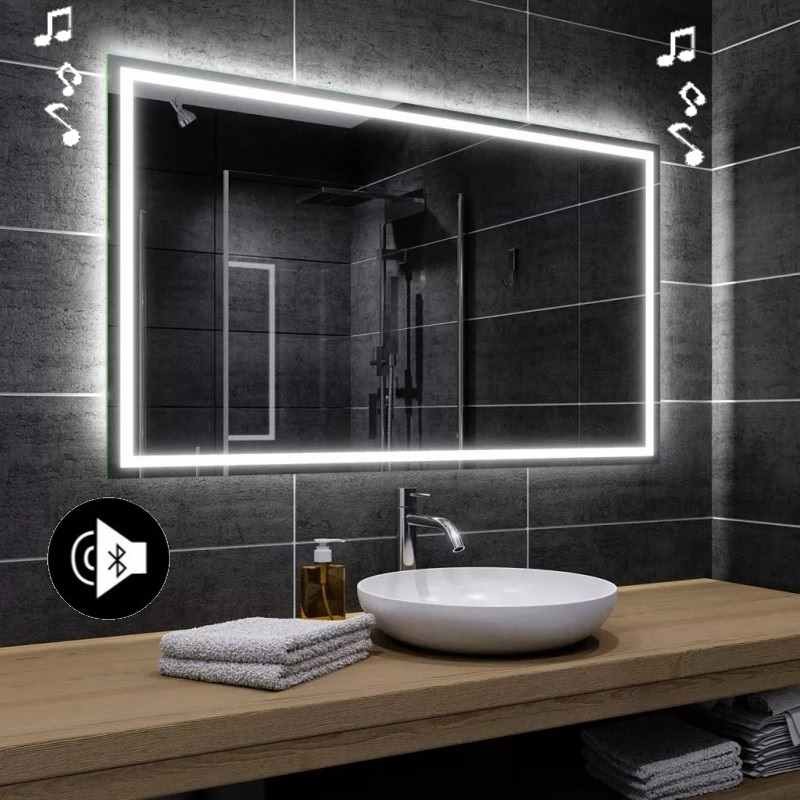 Specchio Da Bagno LED 24x28 Pollici Con Luci RGB Colorate - Retroilluminato, Antiappannamento, Dimmerabile E Infrangibile