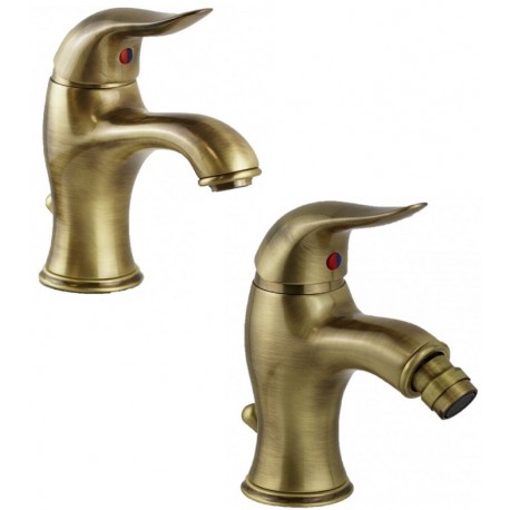 Coppia di miscelatori in ottone bronzato anticato lavabo + bidet Wilson di Nice