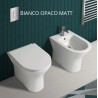 Vaso + Bidet Filo muro serie Feeling di Rak Ceramics con Tecnologia Rimless in ceramica bianco opaco matt