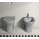 Vaso + Bidet Filo muro serie Feeling di Rak Ceramics con Tecnologia Rimless in ceramica grigio opaco matt