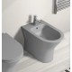 Vaso + Bidet Filo muro serie Feeling di Rak Ceramics con Tecnologia Rimless in ceramica grigio opaco matt