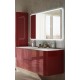 Mobile da Bagno Sospeso 140 cm Rosso con Lavabo e Specchiera 