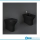 Vaso + Bidet Filo muro serie Feeling di Rak Ceramics con Tecnologia Rimless in ceramica nero opaco matt