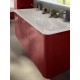 Mobile da Bagno Sospeso 140 cm Rosso con Lavabo e Specchiera 