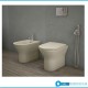 Vaso + Bidet Filo muro serie Feeling di Rak Ceramics con Tecnologia Rimless in ceramica cappuccino opaco matt