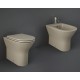 Vaso + Bidet Filo muro serie Feeling di Rak Ceramics con Tecnologia Rimless in ceramica cappuccino opaco matt