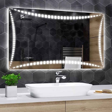 Specchio Bagno Su Misura Filo Lucido Retroilluminante led 20W con disegno sabbiato mod. Spe21