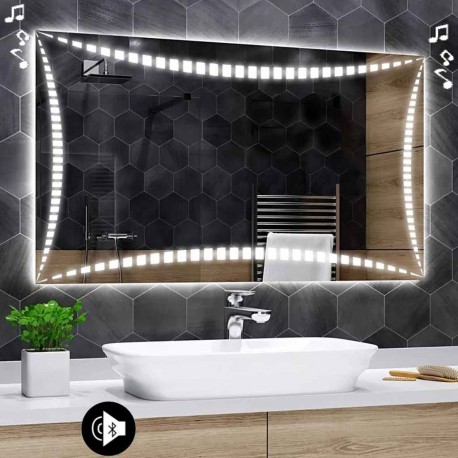 Specchio da Bagno Su Misura con Angoli Squadrati Altoparlante Bluetooth e  Disegno Sabbiato Retroilluminato led 20W art. spe21 - Vendita Online  ItaliaBoxDoccia