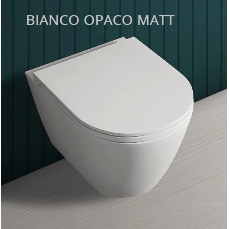 Vaso con fissaggio nascosto sospeso Feeling di Rak Ceramics con Tecnologia Rimless in ceramica bianco opaco matt cod.RST23500A