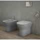 Vaso + Bidet Filo muro serie Feeling di Rak Ceramics con Tecnologia Rimless in ceramica grigio opaco matt