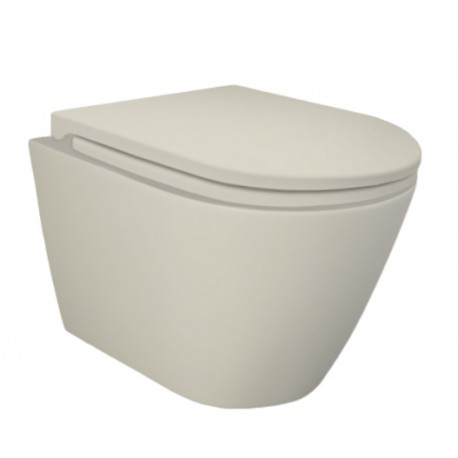 Vaso con fissaggio nascosto sospeso Feeling di Rak Ceramics con Tecnologia Rimless in ceramica beige opaco matt cod.RST23505A