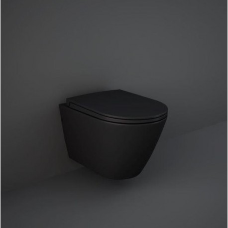 Vaso con fissaggio nascosto sospeso Feeling di Rak Ceramics con Tecnologia Rimless in ceramica nero opaco matt cod.RST23504A
