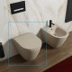 Vaso con fissaggio nascosto sospeso Feeling di Rak Ceramics Tecnologia Rimless in ceramica cappuccino opaco matt cod.RST23514A