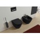 Vaso + Bidet con fissaggio nascosto sospeso Feeling di Rak Ceramics con Tecnologia Rimless in ceramica nero opaco matt