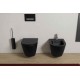 Vaso + Bidet con fissaggio nascosto sospeso Feeling di Rak Ceramics con Tecnologia Rimless in ceramica nero opaco matt