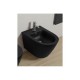 Vaso + Bidet con fissaggio nascosto sospeso Feeling di Rak Ceramics con Tecnologia Rimless in ceramica nero opaco matt