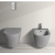 Vaso + Bidet con fissaggio nascosto sospeso Feeling di Rak Ceramics con Tecnologia Rimless in ceramica grigio opaco matt