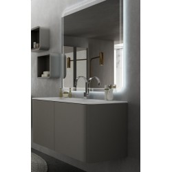 Mobile da Bagno Sospeso 95 cm Liverpool Grigio Talpa con Lavabo e Specchiera 