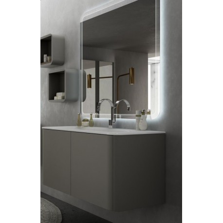 Mobile da Bagno Sospeso 95 cm Grigio Talpa con Lavabo e Specchiera 