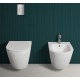 Vaso + Bidet con fissaggio nascosto sospeso Feeling di Rak Ceramics con Tecnologia Rimless in ceramica bianco opaco matt