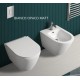 Vaso + Bidet con fissaggio nascosto sospeso Feeling di Rak Ceramics con Tecnologia Rimless in ceramica bianco opaco matt