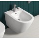 Vaso + Bidet con fissaggio nascosto sospeso Feeling di Rak Ceramics con Tecnologia Rimless in ceramica bianco opaco matt