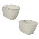 Vaso + Bidet con fissaggio nascosto sospeso Feeling di Rak Ceramics con Tecnologia Rimless in ceramica beige opaco matt