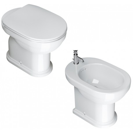 Vaso + Bidet tre fori Canova Royal 53 Catalano distanziati da muro con Coprivaso Soft-Close